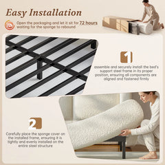 Snhomee Cloud Bed Frame with Headboard Protection, Upholstered Soft Bed Frame for Minimalist & Modern Bedroom