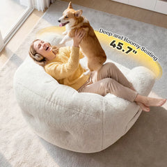 Snhomee 45.7"W Giant Bean Bag Chair for All Ages, with Storage Pocket and Non-Slip Base, Use for Living Room, Bedroom & Game Room