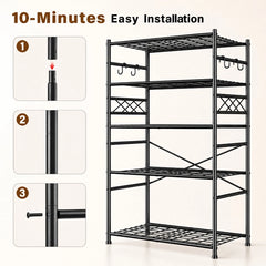 Snhomee 36" W Storage Shelves with Hooks, Heavy Duty Garage Shelving Unit with Leveling Feet, Easy Assembly Shelving Unit for Pantry, Kitchen, Laundry Room