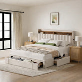 Snhomee Upholstered Bed Frame with Storage, High Weight Capacity, Silent Platform Bed, No Box Spring Needed