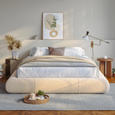 Snhomee Soft Bed Frames with Rounded Corners & Metal Slat Support, Easy Assembly Cloud Bed Frame for Bedroom