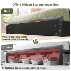 Snhomee Bed Frame with 4-Tier Storage Headboard, Fast Charging Station & Smart LED Light, 880 lbs Heavy Duty Support,Easy Assembly