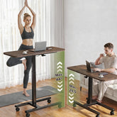 Snhomee Standing Desk with Wheels,C Shaped Computer Desk with Extended Desktop, Adjustable Side Table for Small Space, Bedroom