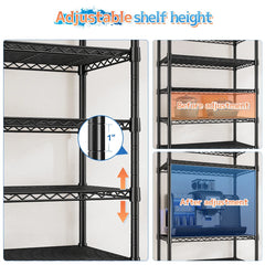 Snhomee 8-Tier Storage Shelves 1200LBS Metal Shelving Units, 2-Way Use Adjustable Storage Rack for Home, Kitchen, Laundry & Pantry
