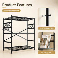 Snhomee 23.6" W Storage Shelving,Utility Shelves with 4 Hooks & Adjustable Leveling Feet for Home, Kitchen, Office, Bathroom