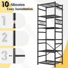 Snhomee Wire Standing Storage Shelf, Rust-Resistant Metal Organizer Rack with Leveling Feet, Stable Shelving Unit for Bathroom, Kitchen, Laundry Room, Pantry, Closet & Garage