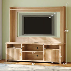 Snhomee 70.9"H TV Stand With Bookshelves & Charging Station, with 4 Storage Shelves & 2 Magnetic Cabinet Doors for Living Room