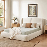 Snhomee Cloud Bed Frame with Headboard Protection, Upholstered Soft Bed Frame for Minimalist & Modern Bedroom