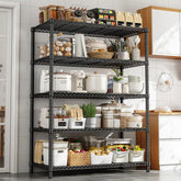 Snhomee Space-Saving 5-Tier Adjustable Wire Shelving Rack, 1510LBS V-Brace Metal Storage Unit, for Kitchen & Apartment
