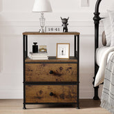 24 Inch Nightstand Set of 2 - Bedside Tables with Drawers, Modern Bedroom Furniture for Small Spaces, Space-Saving Design-Furniture > Nightstand-2-Rustic Brown-snhomee