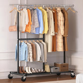 Snhomee Garment Rack with Wheels, Adjustable Height & Width, 298 lbs Heavy-Duty Clothes Rack for Hanging