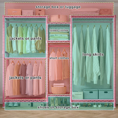 Clothing Racks for Hanging Clothes, Heavy Duty Clothes Rack Load 730LBS, Metal Wardrobe Closet, 77" H, Pink-Home Storage > Clothes Rack-snhomee
