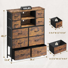 48"H Tall Dresser with Storage Dresser for Bedroom,Fabric Chests of Drawers with Metal Screen Door,Modern Storage Cabinet for Living Room