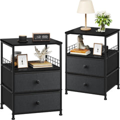 Snhomee 24 Inch Nightstand Set of 2 - Bedside Tables with Drawers, Modern Bedroom Furniture for Small Spaces, Space-Saving Design
