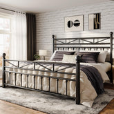 Snhomee LED Metal Bed Frame with 54" Tall Headboard & Footboard, Strong Metal Slats, Noise-Free Design, Under Bed Storage & No Box Spring Needed