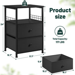 Snhomee 24 Inch Nightstand Set of 2 - Bedside Tables with Drawers, Modern Bedroom Furniture for Small Spaces, Space-Saving Design