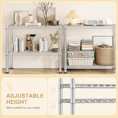 Snhomee 400 LBS 2-Tier Adjustable Metal Wire Storage Rack, Freestanding Shelving for Kitchen, Pantry, Laundry & Closet