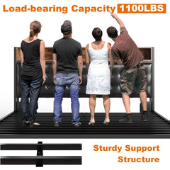 Snhomee Luxury Upholstered Bed Frame with 4 Storage Drawers & USB Charging - 1100LB Heavy Duty, Silent Design, No Box Spring Needed, Vintage Brown