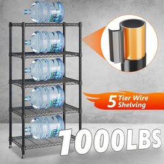 Snhomee 21.5"W Storage Shelves, 5-Tier Adjustable Shelving Units, 1000 LBS Heavy Duty Storage Racks for Pantry, Kitchen and Closet