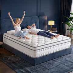 Snhomee Mattress in a Box Memory Foam & Pocket Coils Springs,Motion Isolation Design,Relieve Pressure with Medium Support,Breathable