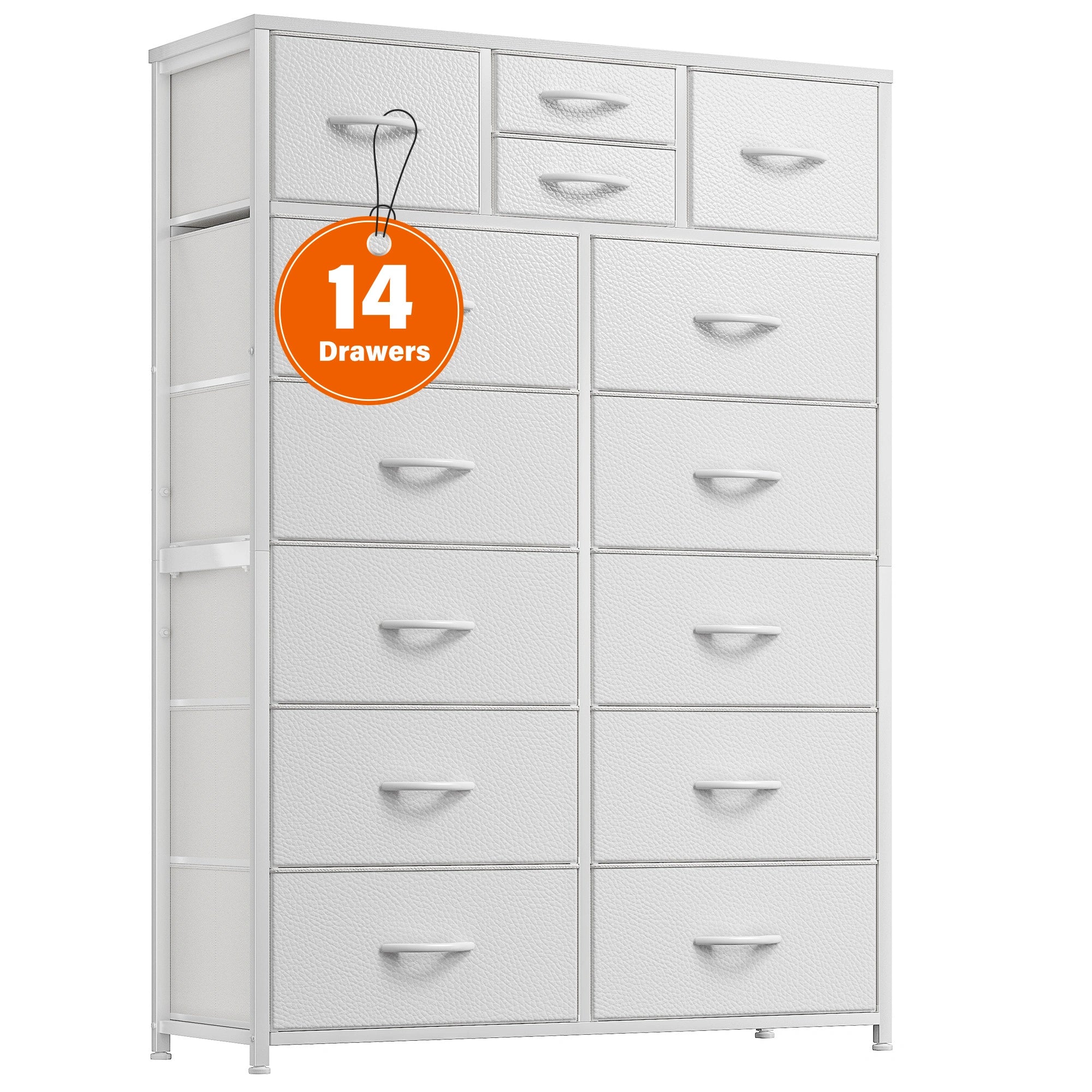 Snhomee Dresser for Bedroom with 14 Drawers, Tall Dressers for Bedroom,  Sturdy Metal Frame & Wood, Top Large Fabric Chest of Drawers, Closet, Livingroom