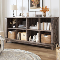 Modern 8-Cube Storage Shelf Organizer - Multipurpose Bookcase & Display Shelves for Living Room, Bedroom, Office-Black Oak-snhomee