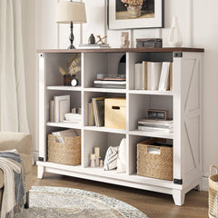 9 Cube Storage Organizer and Shelf, Bookshelf with Storage, Cube Shelf for Bedroom and Home Office-White-snhomee