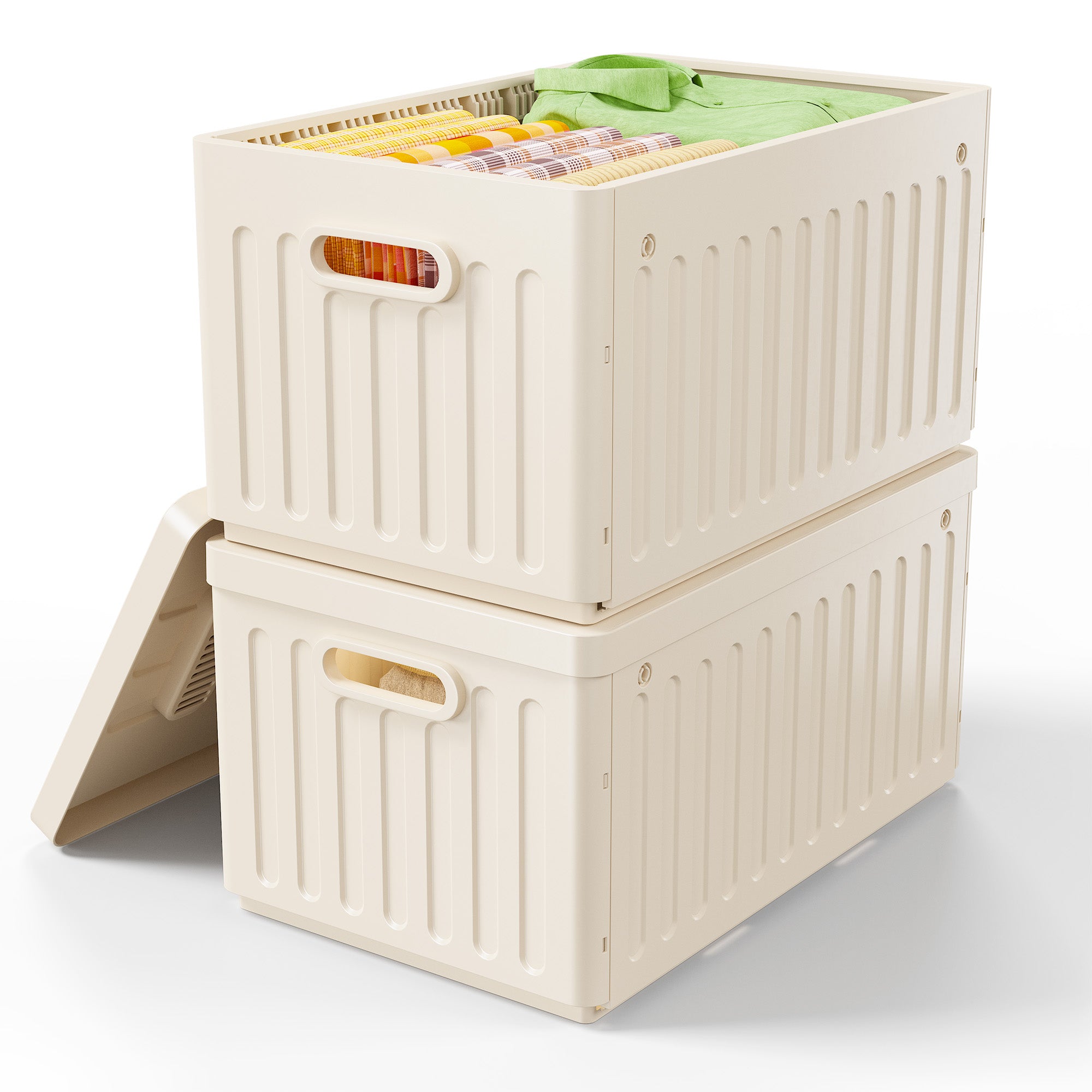 Snhomee Stackable Storage Bins with Lids,Plastic Storage Bins with Lids Closet Organizer