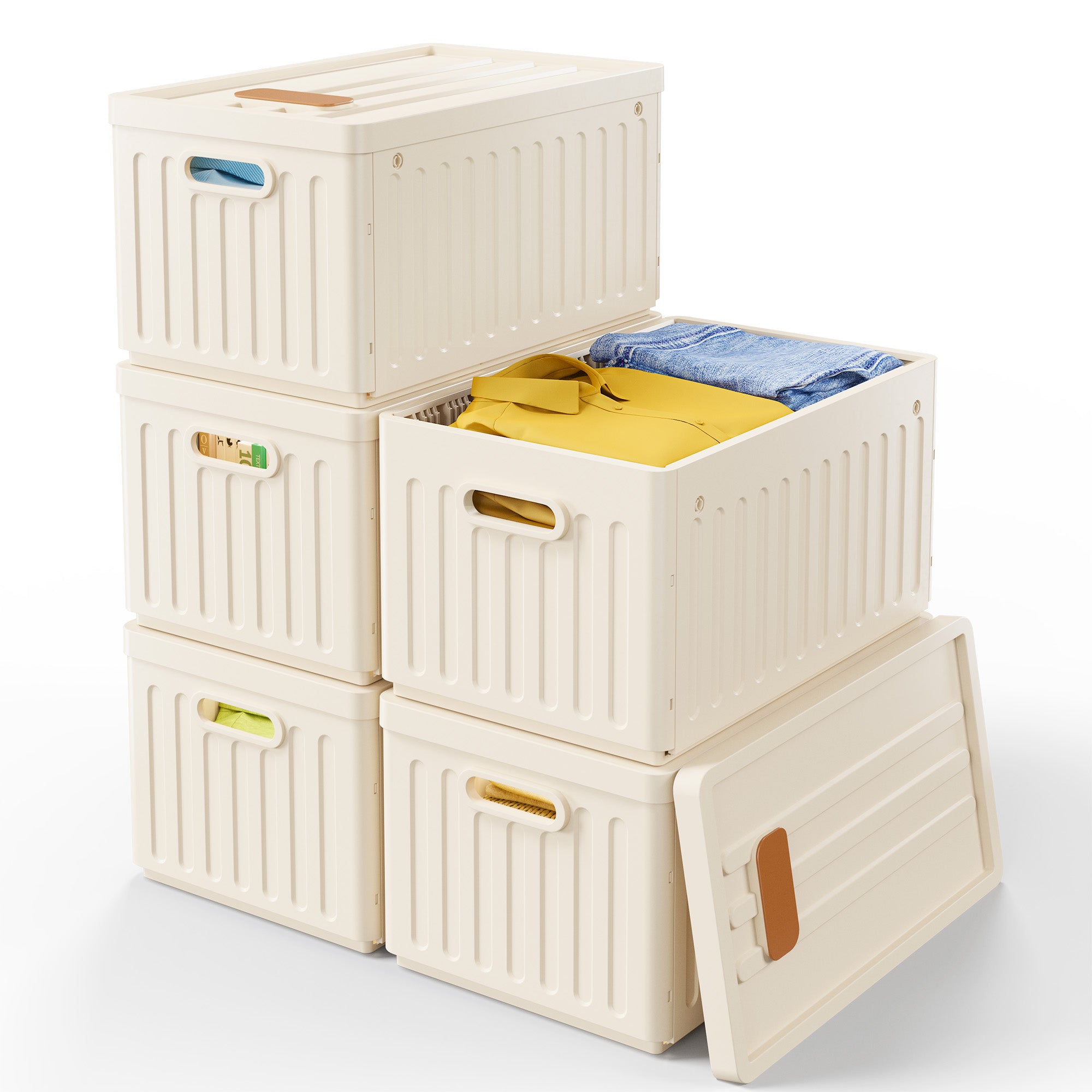 Snhomee Stackable Storage Bins with Lids,Plastic Storage Bins with Lids Closet Organizer