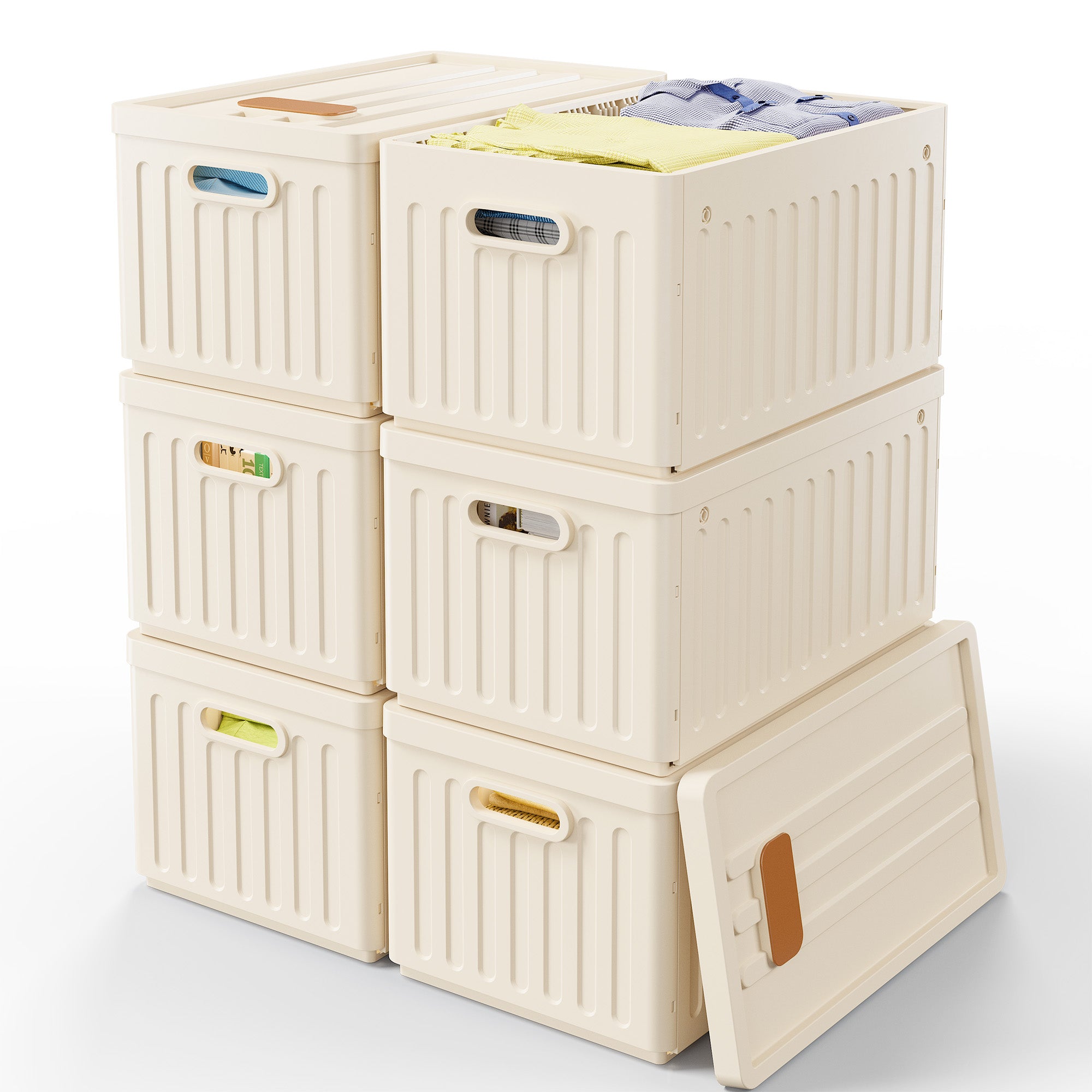 Snhomee Stackable Storage Bins with Lids,Plastic Storage Bins with Lids Closet Organizer