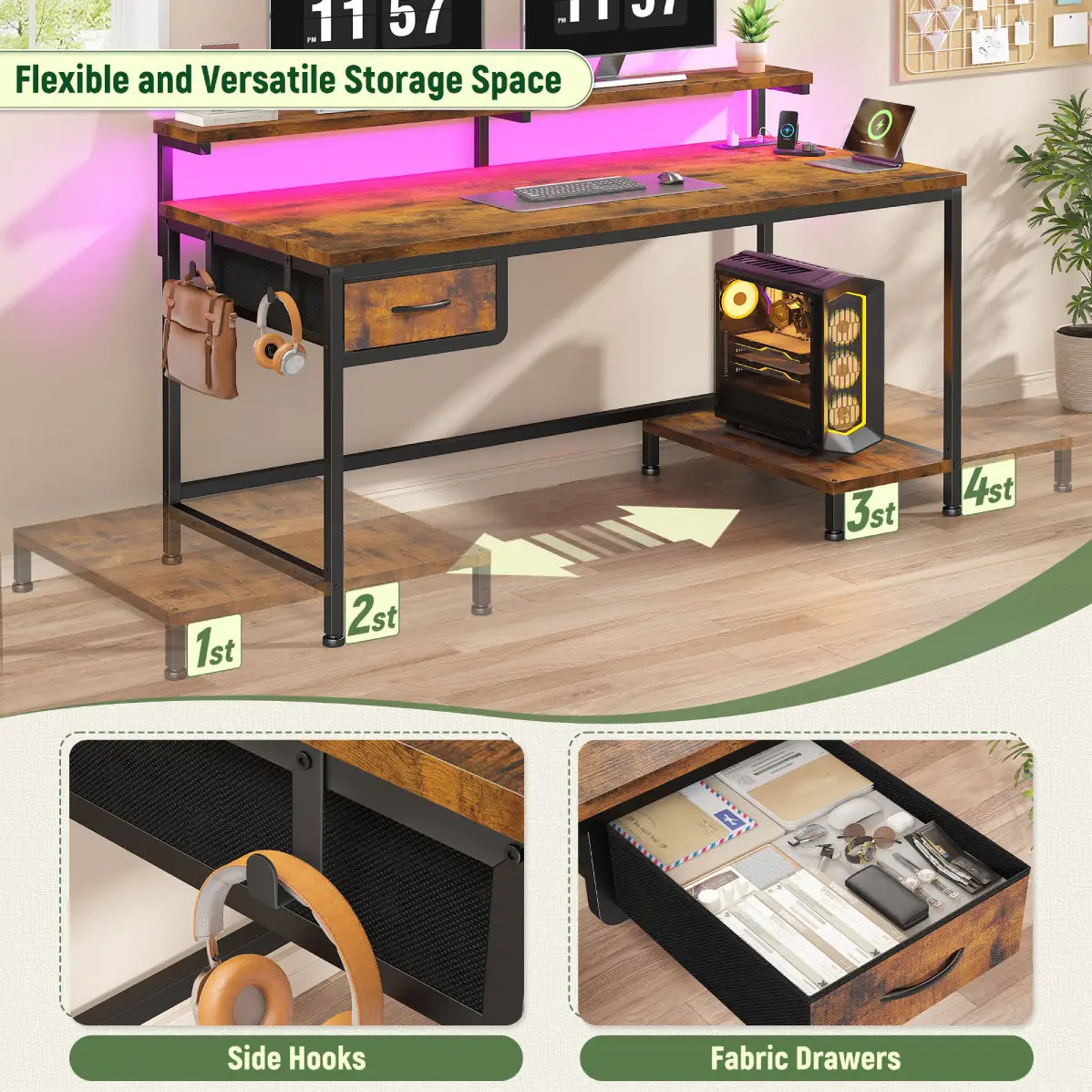 Snhomee All-in-One Gaming Desk-100-Black