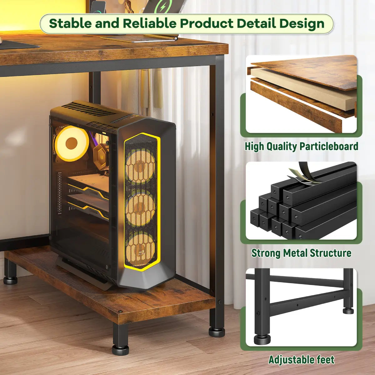 Snhomee All-in-One Gaming Desk-100-Black