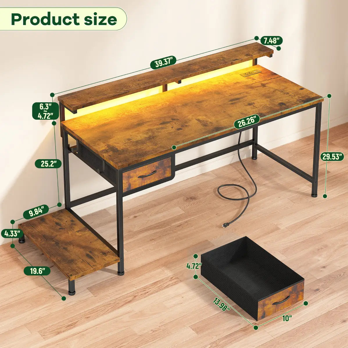 Snhomee All-in-One Gaming Desk-100-Black-size