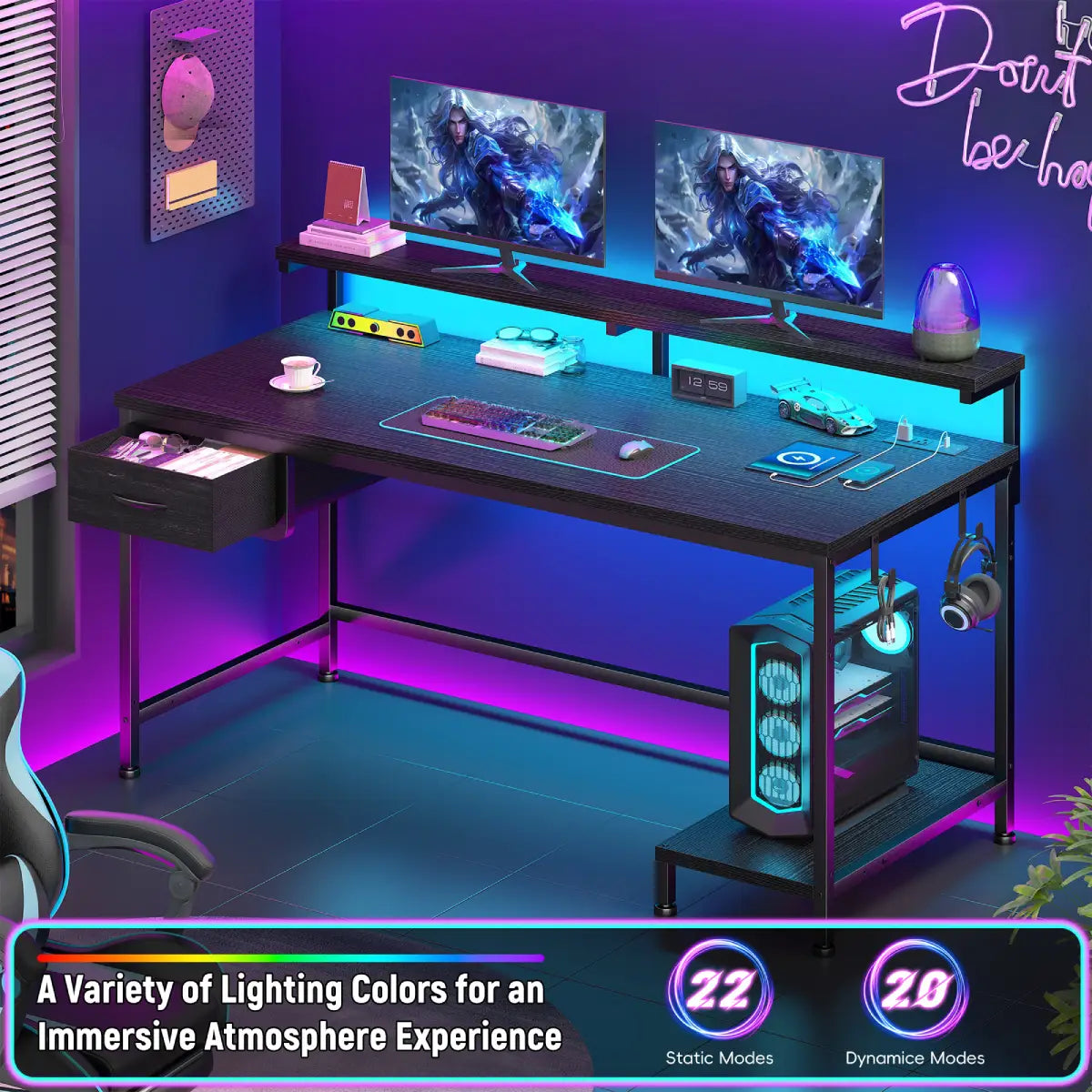 Snhomee All-in-One Gaming Desk-100-Black