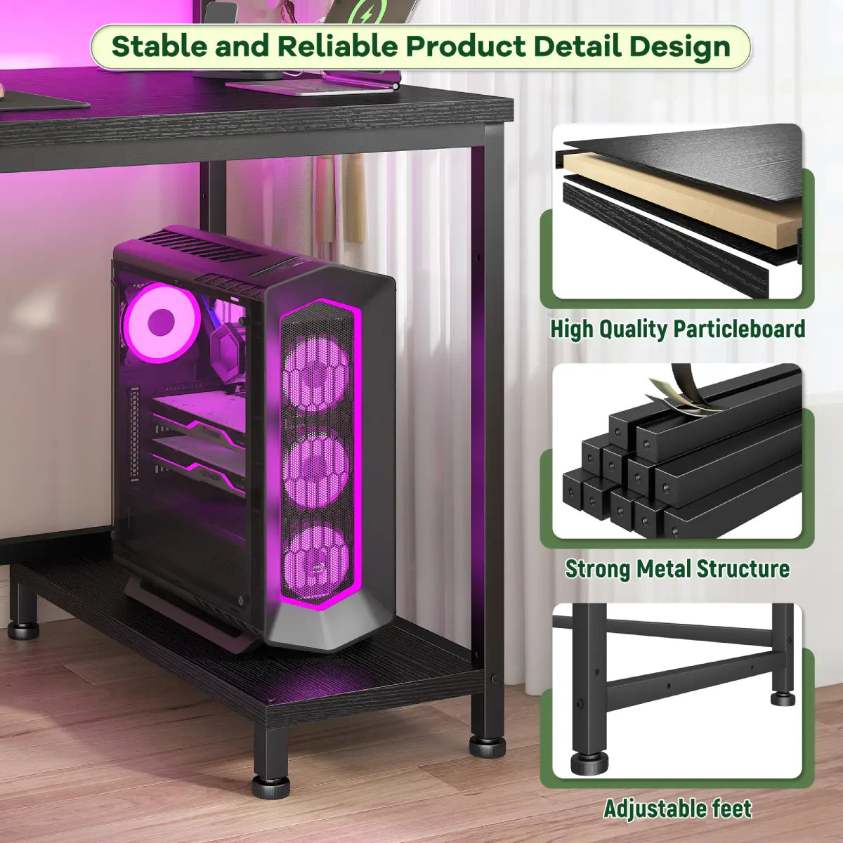 Snhomee All-in-One Gaming Desk-100-Black