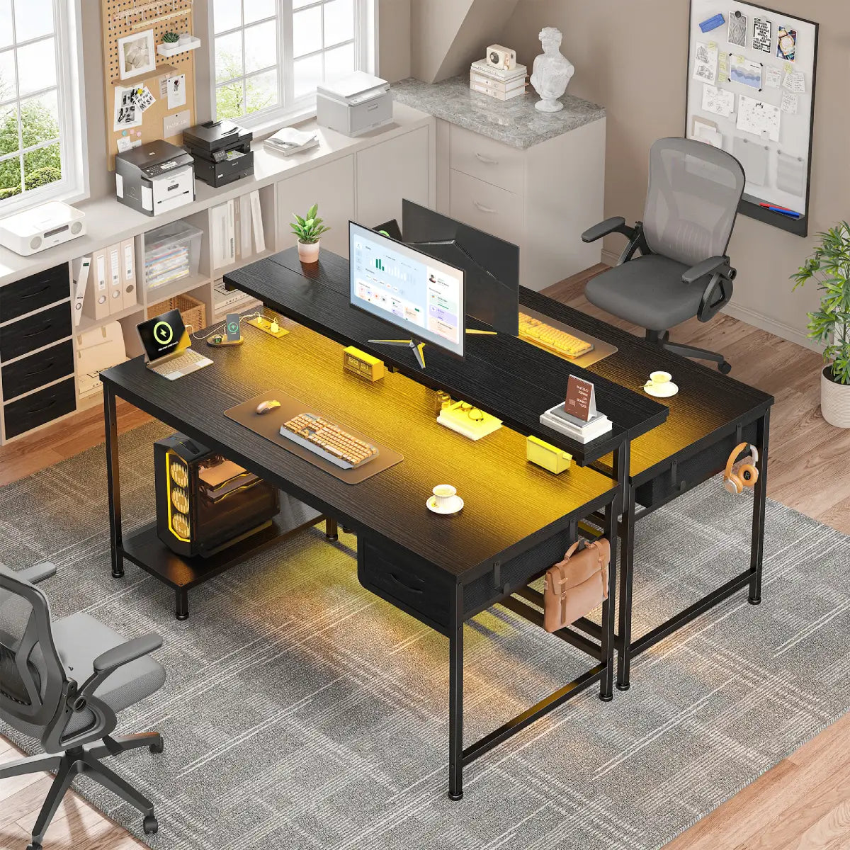 Snhomee All-in-One Gaming Desk-100-Black-Display