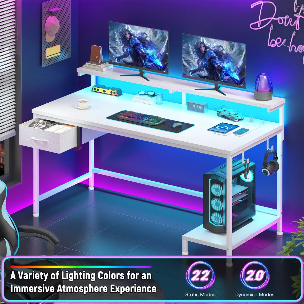 Snhomee All-in-One Gaming Desk-100-White