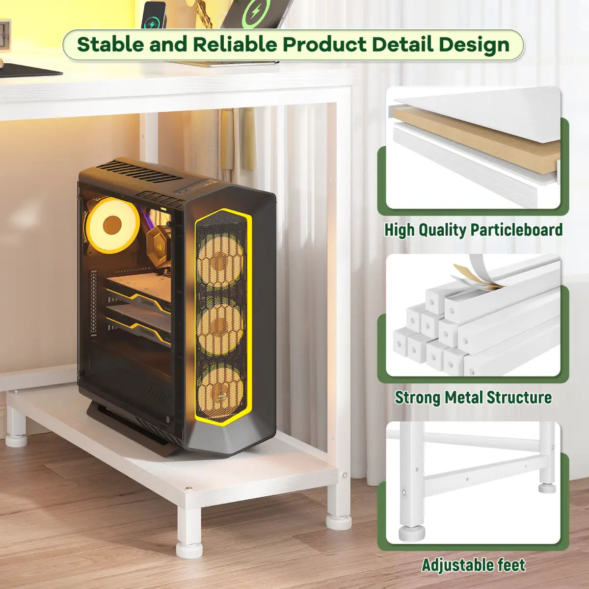 Snhomee All-in-One Gaming Desk-100-White