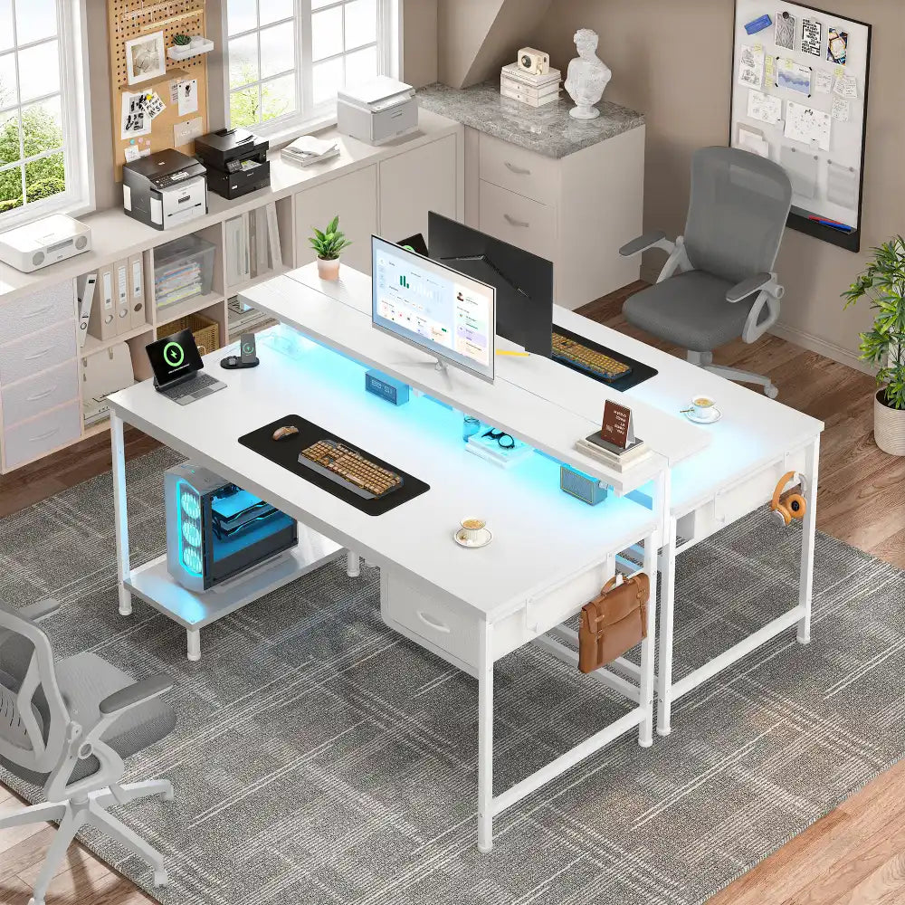 Snhomee All-in-One Gaming Desk-100-White-display