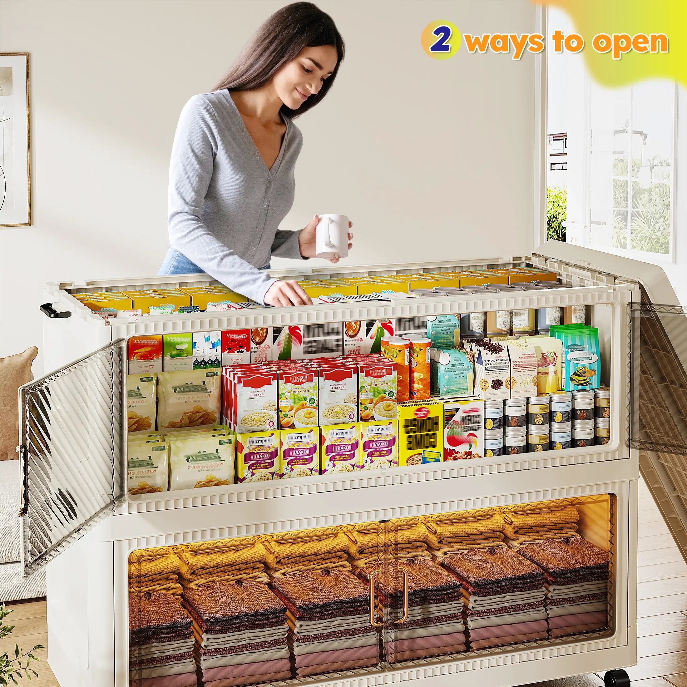 Snhomee Stackable Storage Bins with Wheels，Storage Bins with Lids For Bedroom, Kitchen