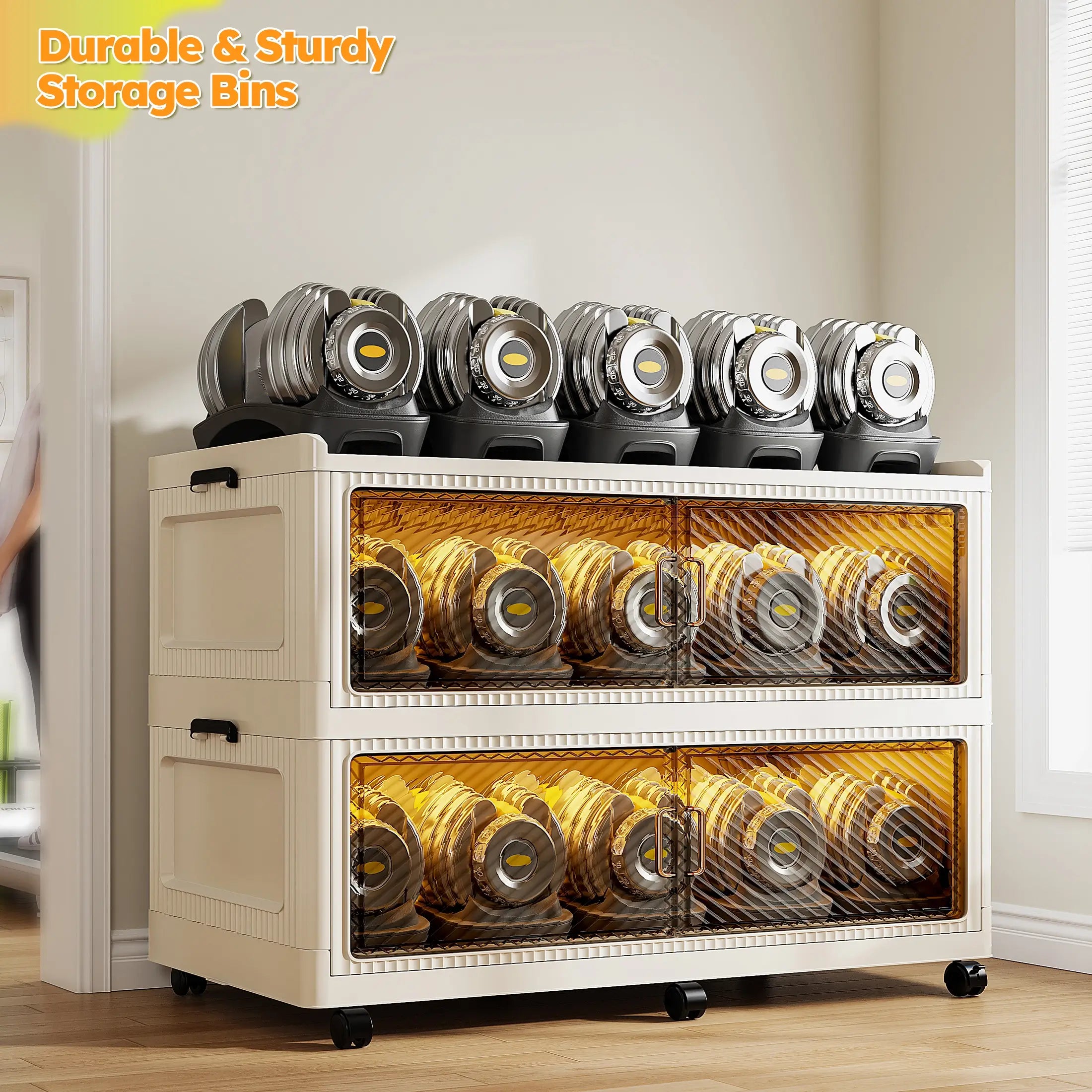 Snhomee Stackable Storage Bins with Wheels，Storage Bins with Lids For Bedroom, Kitchen