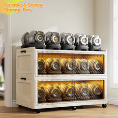 Snhomee Stackable Storage Bins with Wheels，Storage Bins with Lids For Bedroom, Kitchen