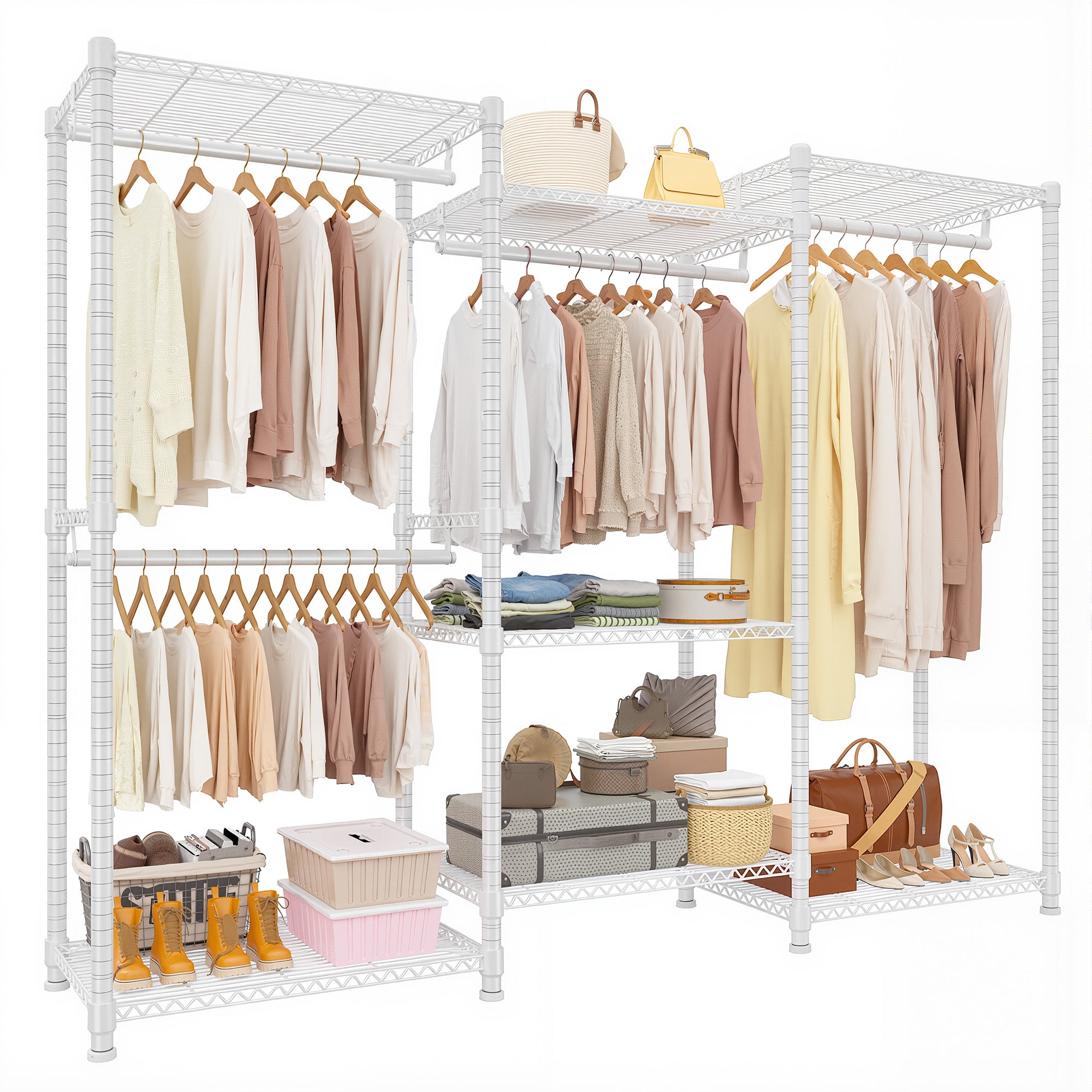 Snhomee Clothes Rack 830LBS Heavy Duty Freestanding Hanging Clothes Rack Metal Clothing Garment Rack-Home Storage > Clothes Rack-Black-snhomee
