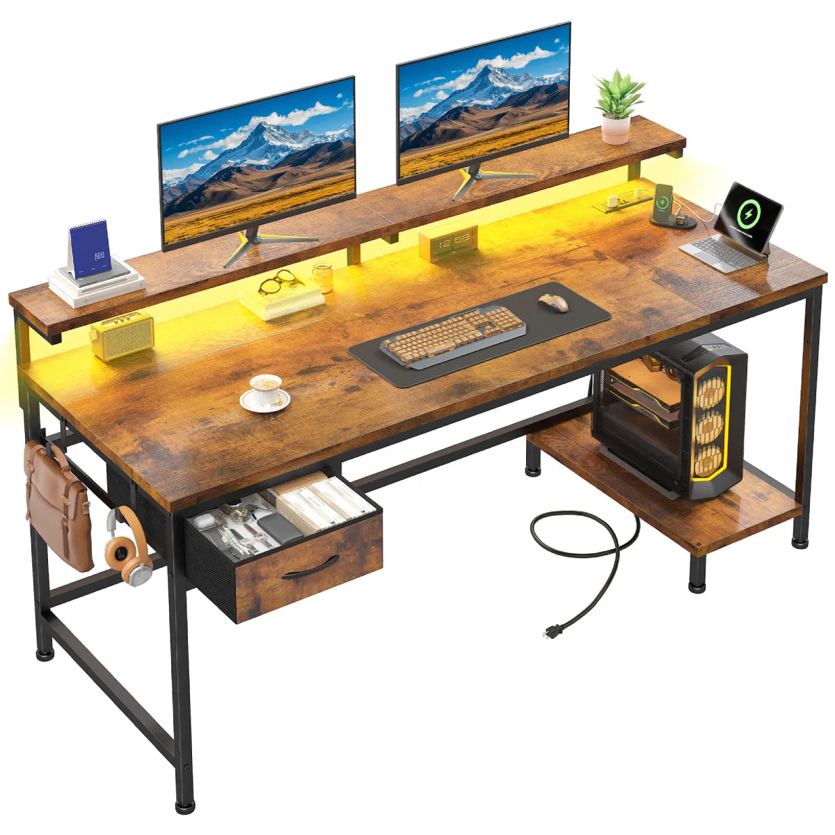 Snhomee All-in-One Gaming Desk-120-Brown