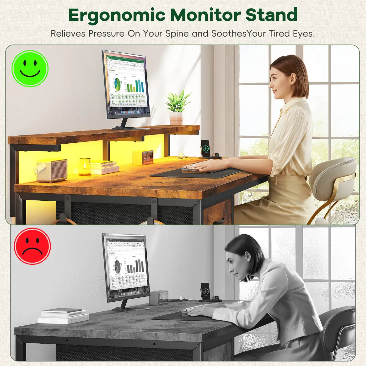 Snhomee All-in-One Gaming Desk-120-Brown