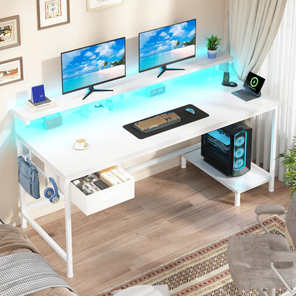 Snhomee All-in-One Gaming Desk-120-White