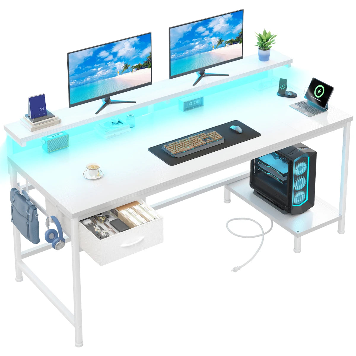 Snhomee All-in-One Gaming Desk-120-White