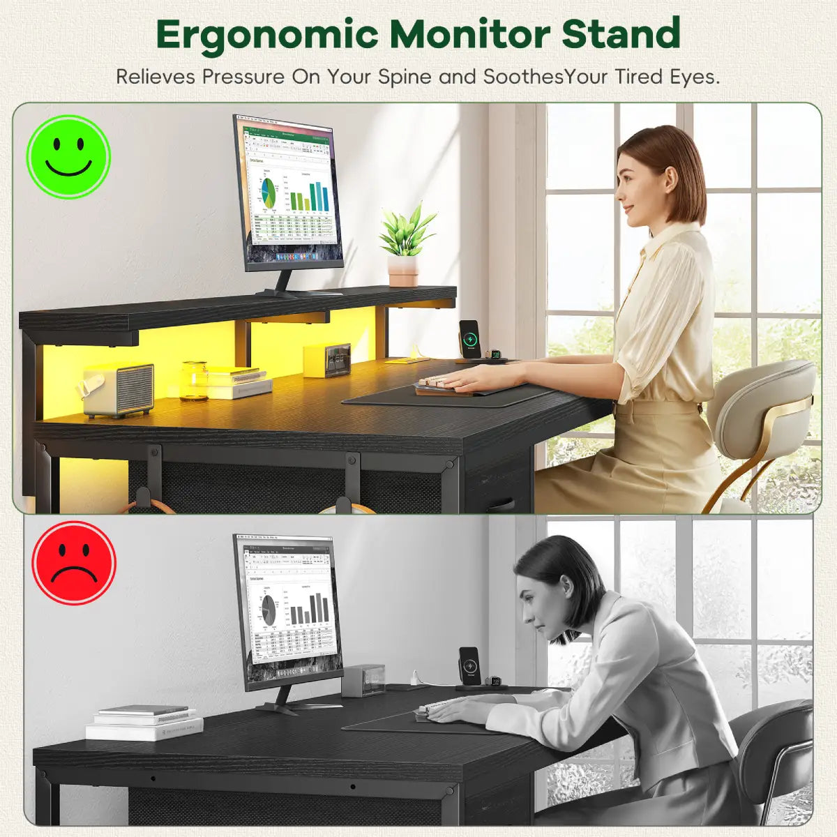 Snhomee All-in-One Gaming Desk-120-Black