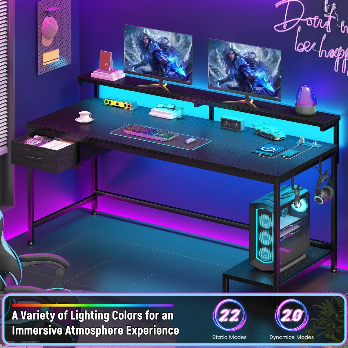 Snhomee All-in-One Gaming Desk-120-Black