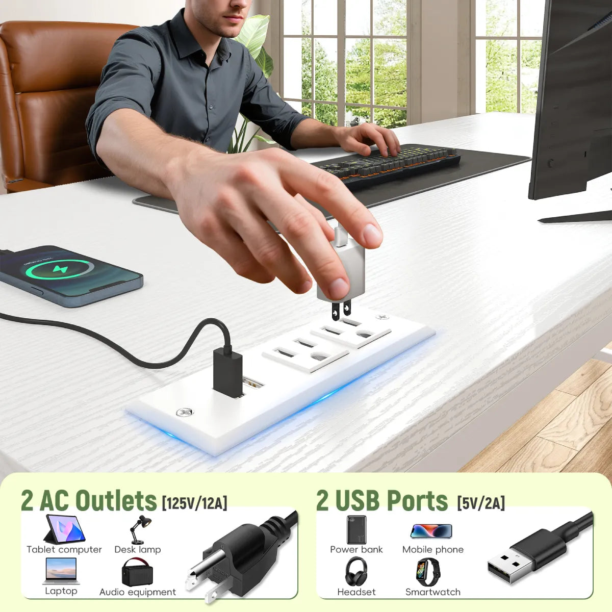 Snhomee All-in-One Gaming Desk-120-White